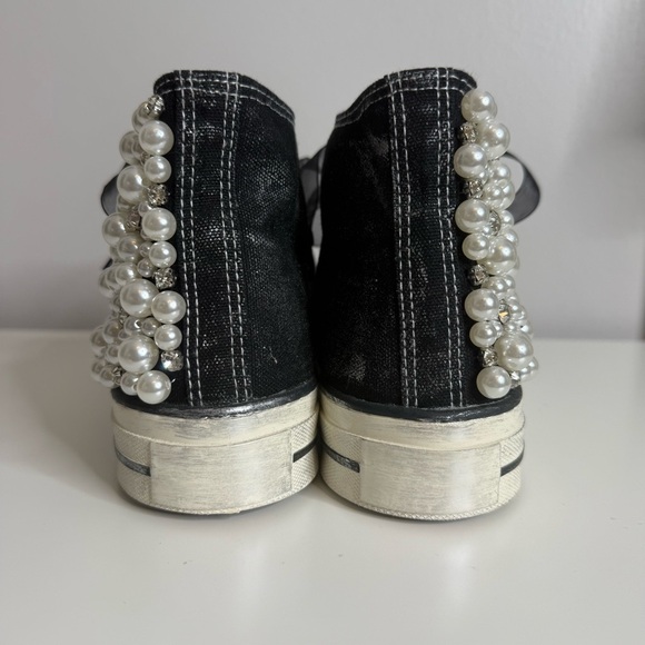 Nan-Ku Couture Pearl Embellished High-Top Sneakers Black NWOT Size EU 40 / US 10 - Picture 7 of 8